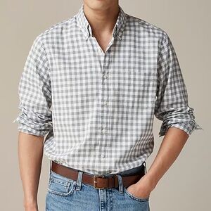 J. Crew Gingham Print Secret Wash Shirt